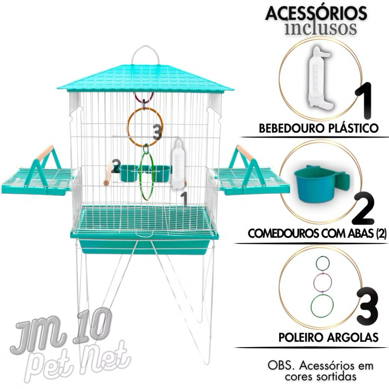 Gaiola Viveiro Para Calopsita  Agapórnis Aves Mansas Star C/Pé Completa Promoção Envio Imediato