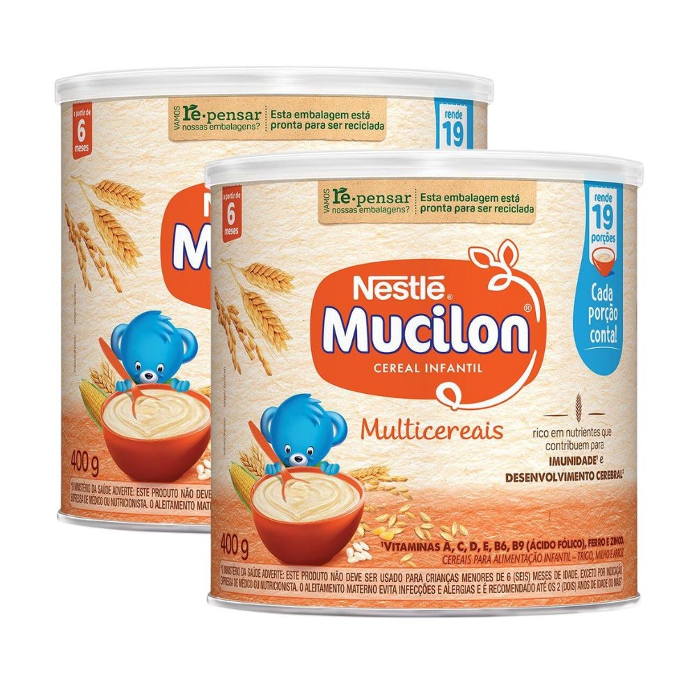 Kit 2 Cereal Infantil Mucilon Multicereais 400g