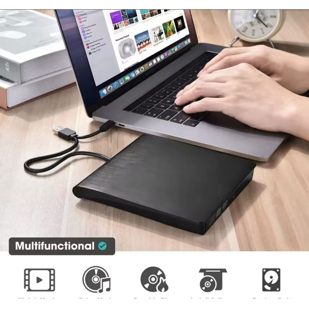 Gravador e Leitor de CD/DVD Externo USB 3.0 Slim  Portátil/ Ultrafino/ Compatível Com PC e MacBook –