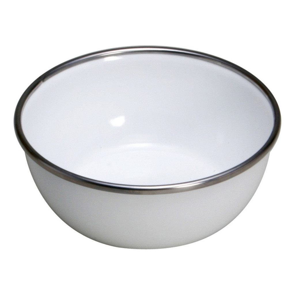 Tigela Esmaltada 1,4L Branca Borda Inox