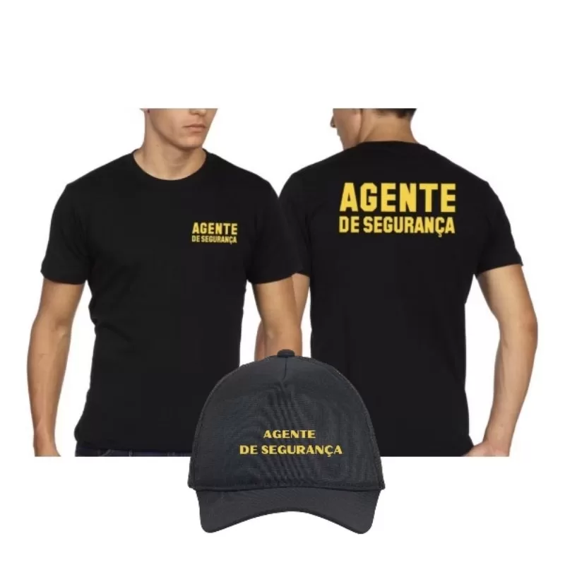 Kit de trabalho Agente de segurança com Camiseta 100% algodão e boné, masculino e feminino