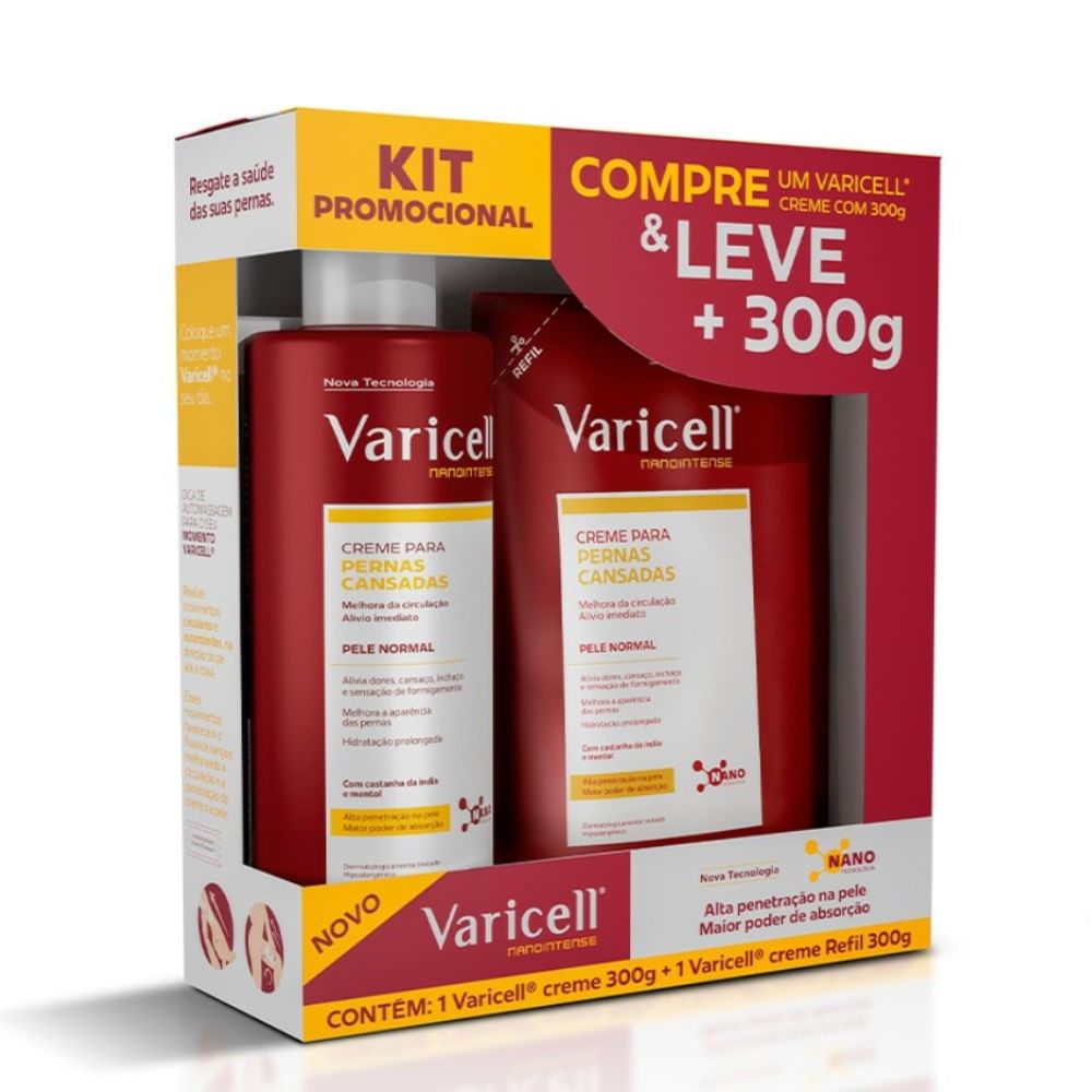 Kit Varicell Pernas Cansadas Creme 300g + Refil 300g