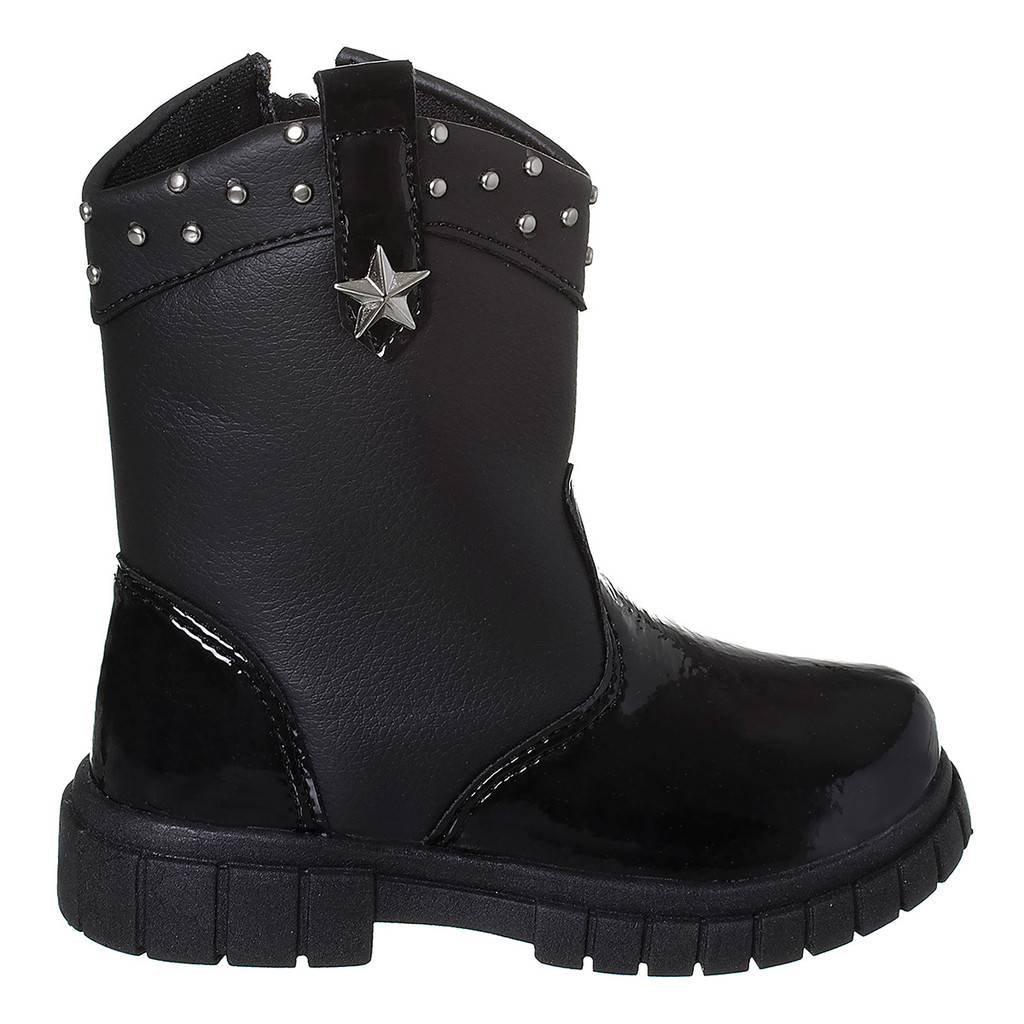 Bota Infantil Meninas Texana Boiadeira Com Spikes Tratorada Preto Blogueirinha Fashion Confortável
