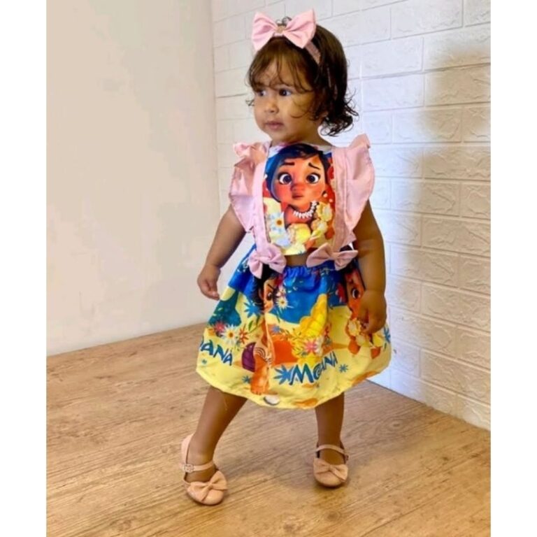 romper saia moana rosa veste até 2 anos