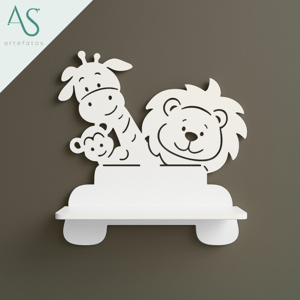 Conjunto De Prateleiras Modelo Safari Em MDF Resistente Decoração