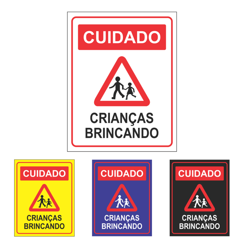 Placa De Sinalização – Cuidado Crianças Brincando