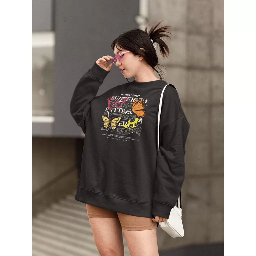 Moletom Blusa de Frio Básico Estiloso Feminino Estampado Gola Redonda Confortável 100% Algodão – But