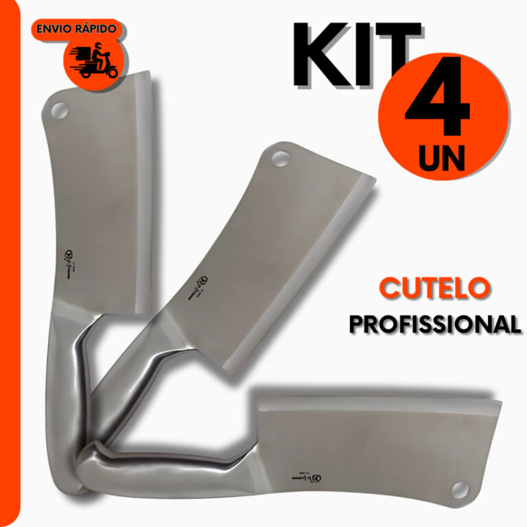 4 Cutelos Profissionais de Aço Inox P/ Mestres do
