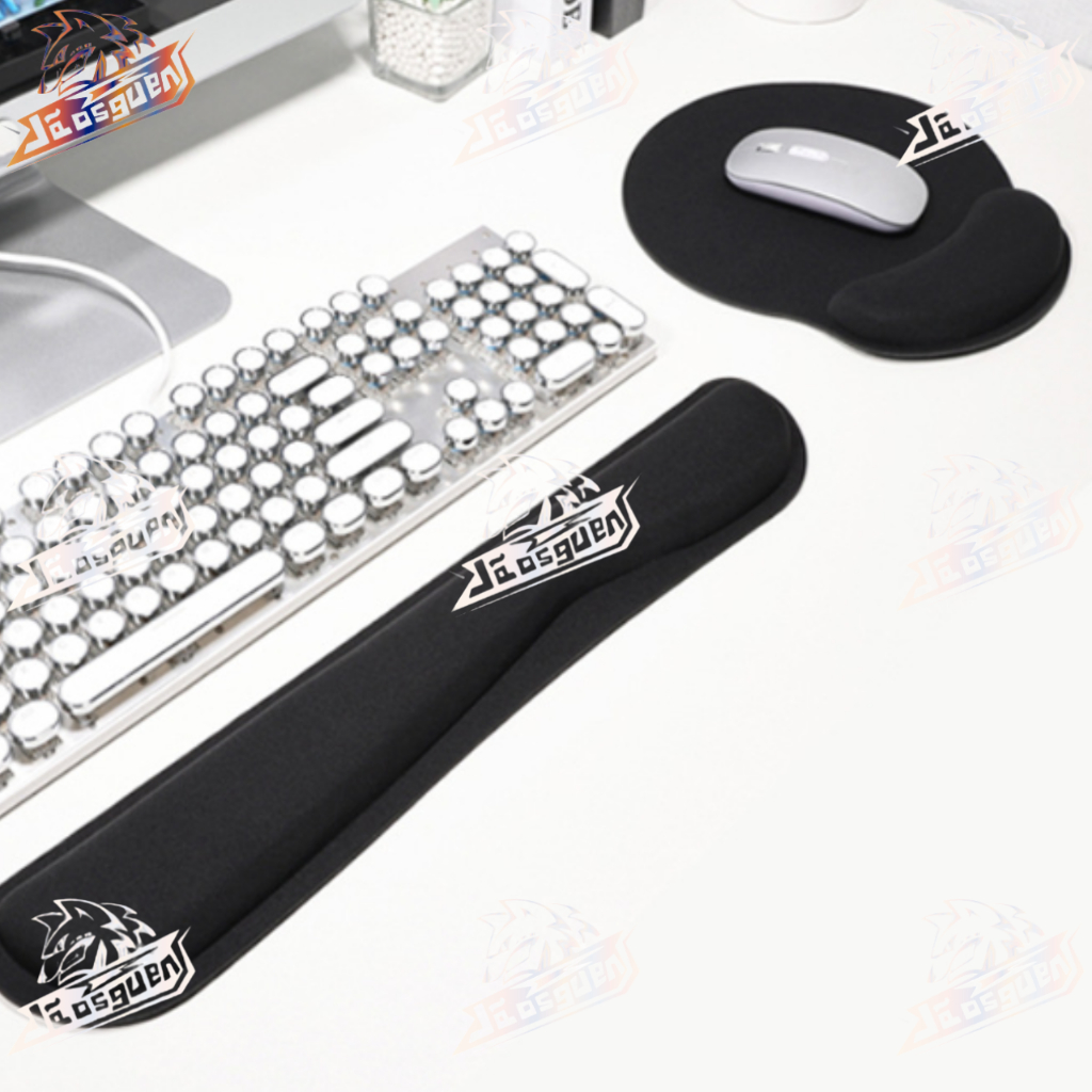 Mousepad + Apoio Pulso P/ Teclado Ergonômico Preta