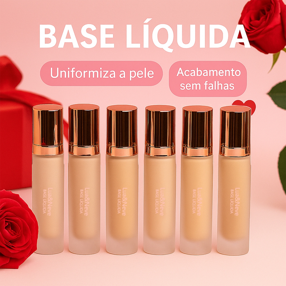 Pele Perfeita e Sem Falhas · Base Líquida Uniformizante 30ml  LuaENeve