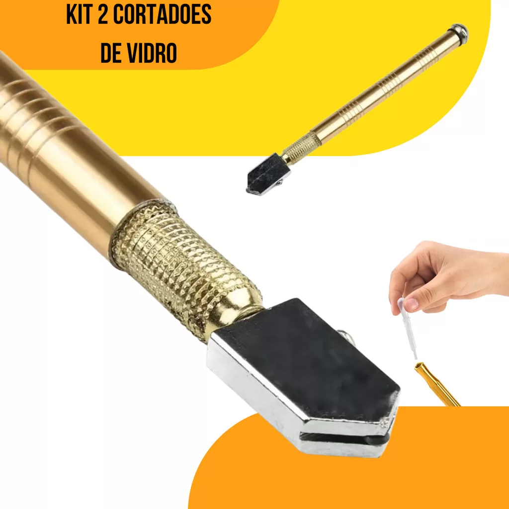 Cortador de Vidro e Espelho Profissional com Bisnaga Caneta Corta Vidro Diamante