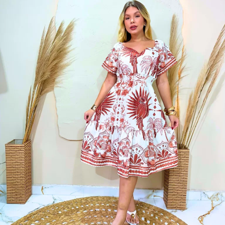 Vestido Feminino Corto Com Lastex na cintura Ajust