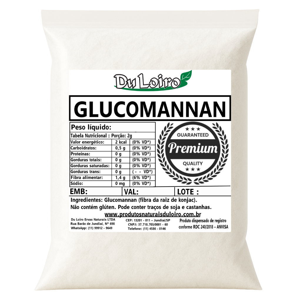 Glucomannan em Pó Puro – Fibras naturais para saciedade (50g)