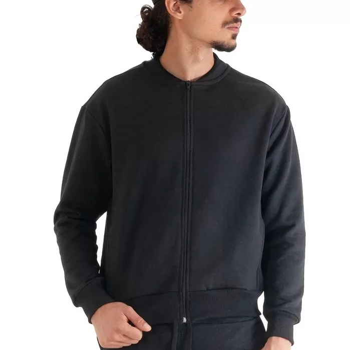 Jaqueta Bomber Masculina em Moletom Grosso com Zí