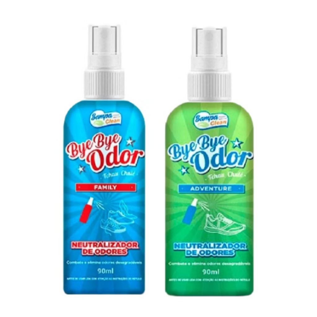 Kit 2 Bye Bye Odor – Neutralizador de Odor – Tchau Chulé. Sampa Clean