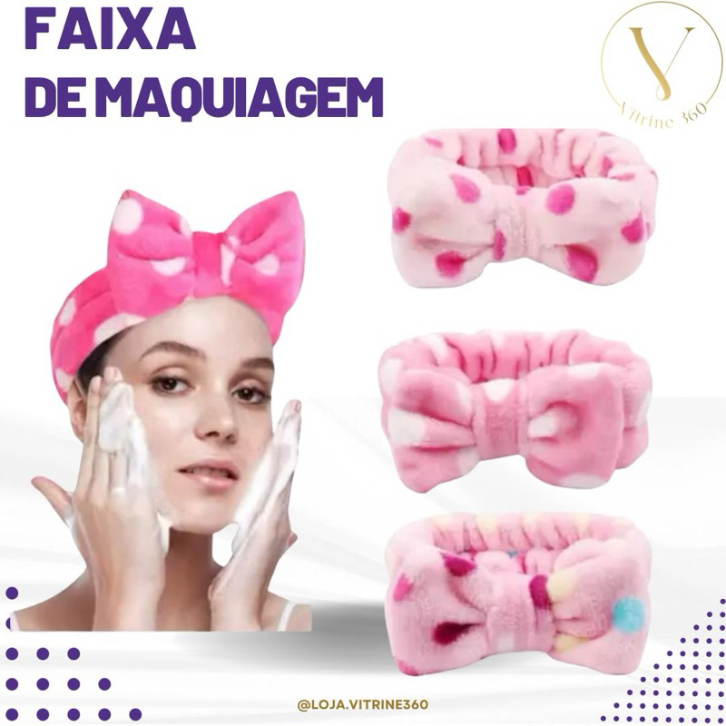 Faixa de Cabelo Maquiagem Spa Skincare com Laço Macia e Fofa | Cor Sortida