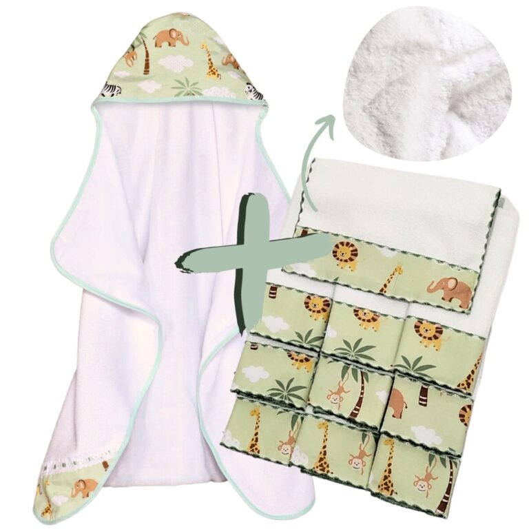 Toalha de Banho Bebe Dupla Camada + 6 Toalhas de O