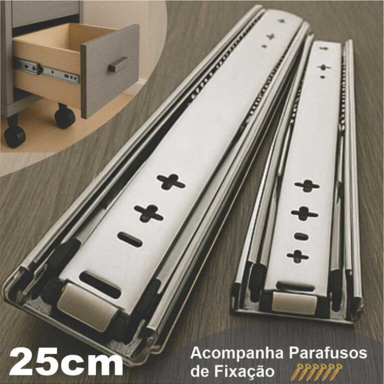 8 Corrediça Gaveta Trilho Telescópico 25cm 25kg 