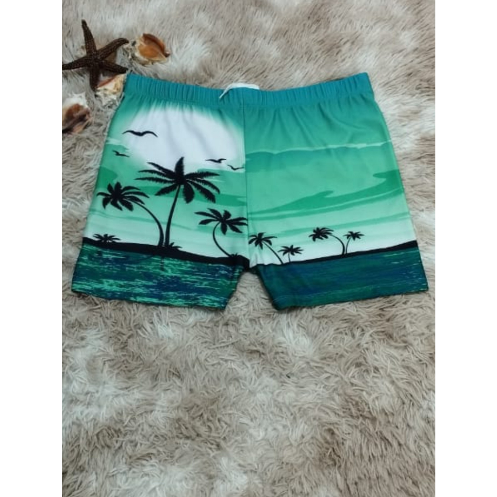 sunga masculino com estampa tropical de cor sólida