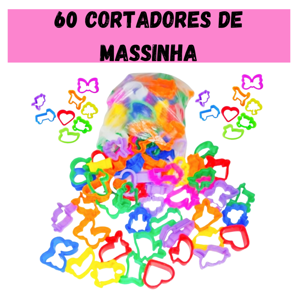 60 Cortador Molde Forminha p/ Massinha de Modelar Kit Festa Lembrancinha