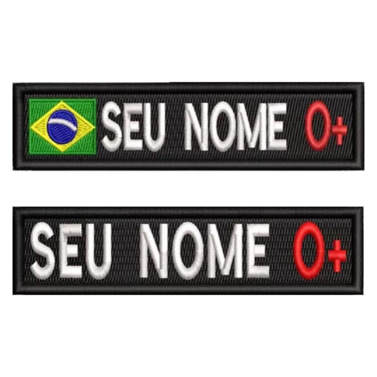 Tarja com Nome e Tipo Sanguíneo Bordado Patch 10&
