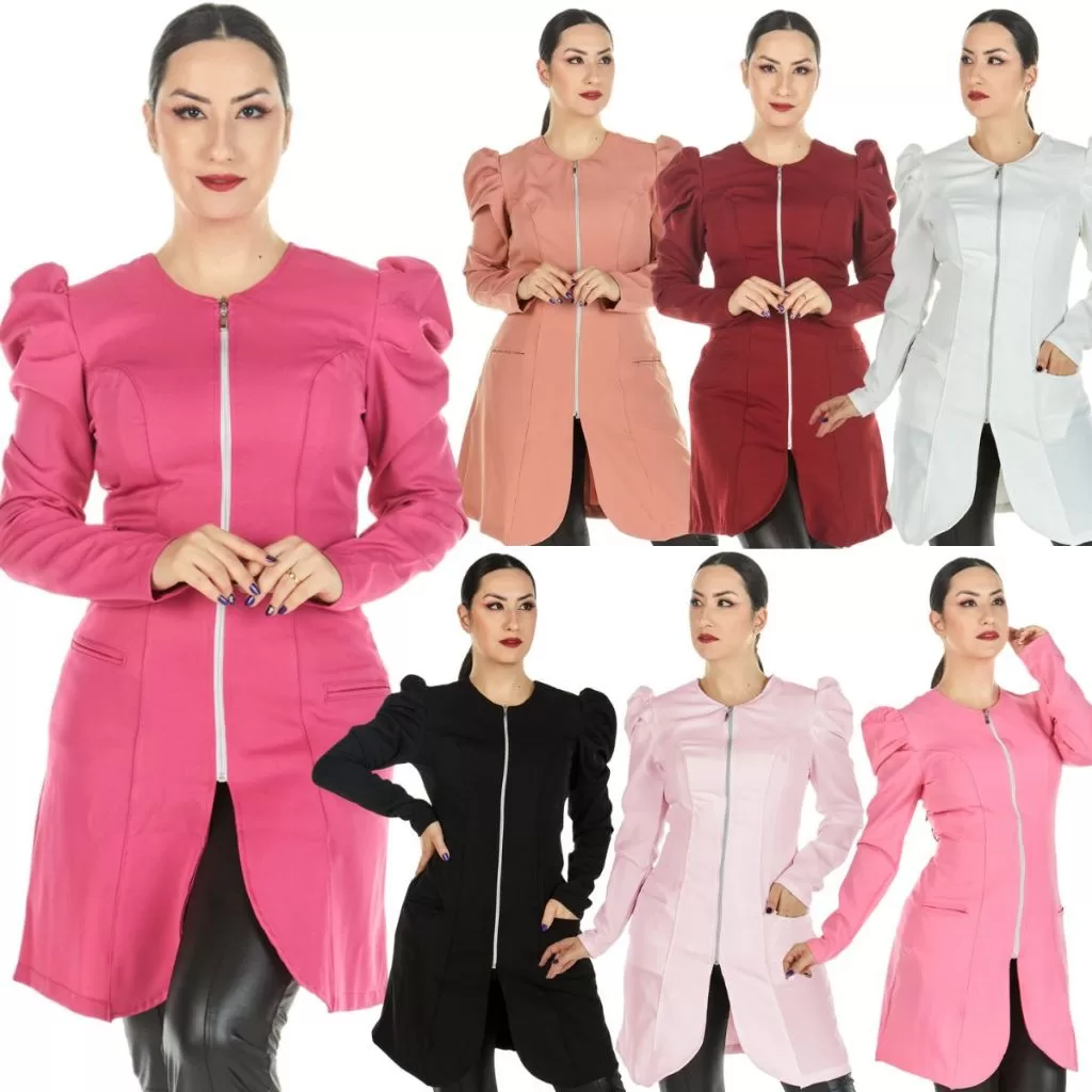 Jaleco Feminino Plus Size Manga Longa Princesa Acinturado Profissional Várias Cores