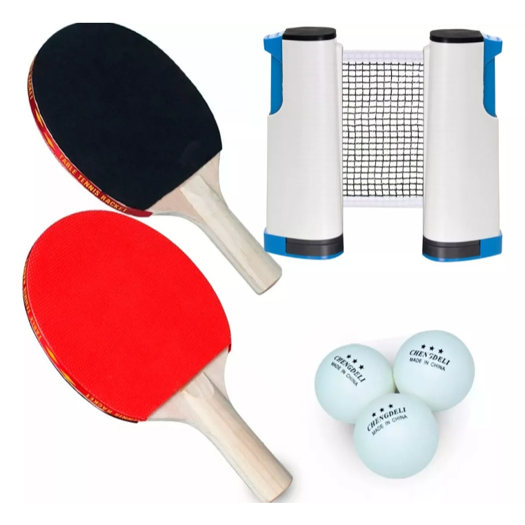 Kit Para Ping Pong Com 2 Raquetes 3 bolinhas e 1 R