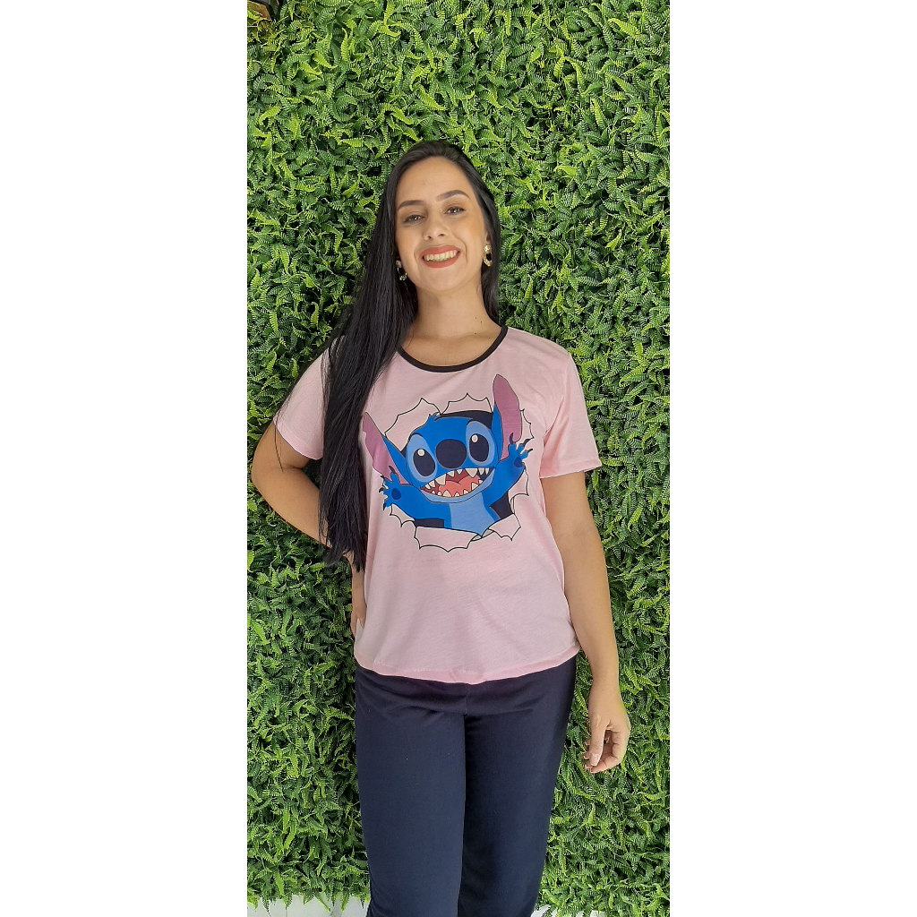 Pijama Feminino Adulto Da Moda Meia Estação Fresco Stitch
