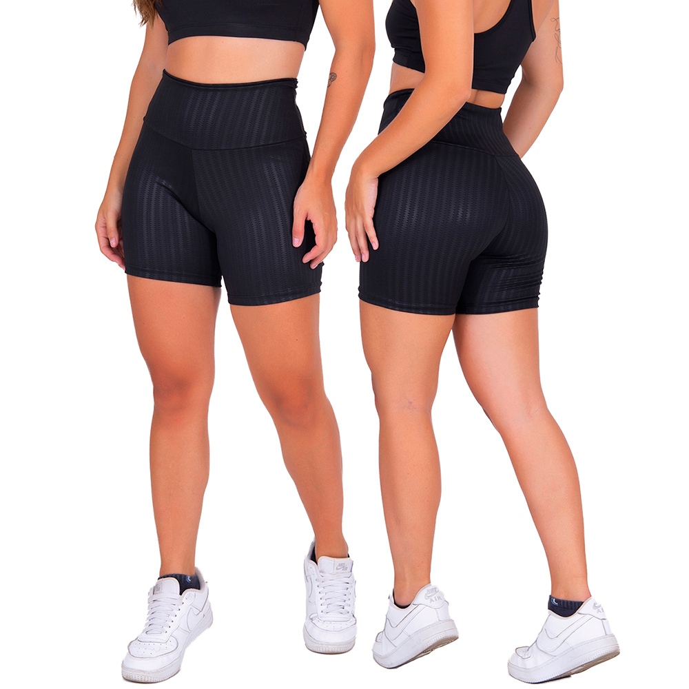 Short Feminino Fitness Cintura Alta 3D Zero Transparência