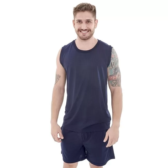 Pijama Regata Masculino em Malha Premium com Short