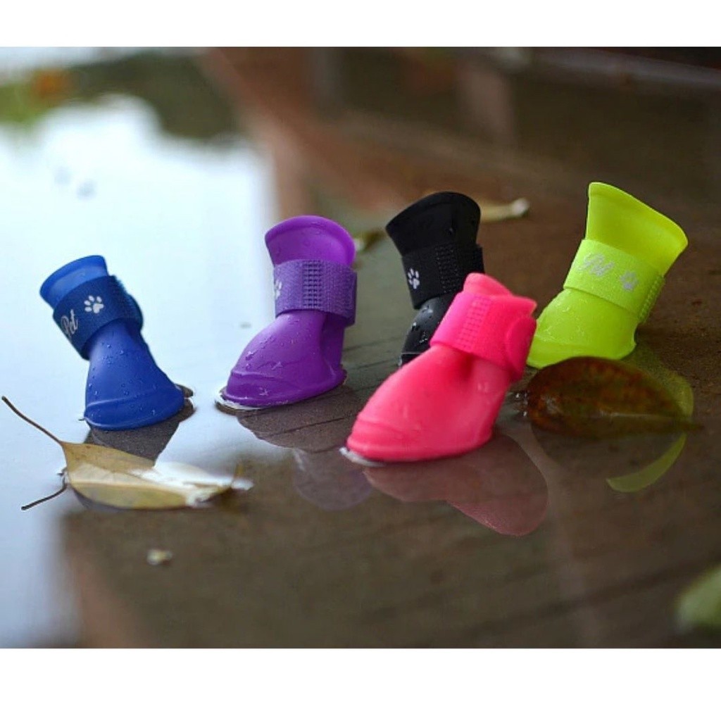 Botinha de Silicone Protetor de Pata Sapato p/ Cachorro Pet Colorido 4 unidades