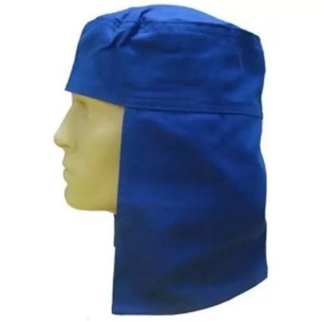 Touca Soldador Arabe Legionario Azul Brim Capuz Proteção Sol