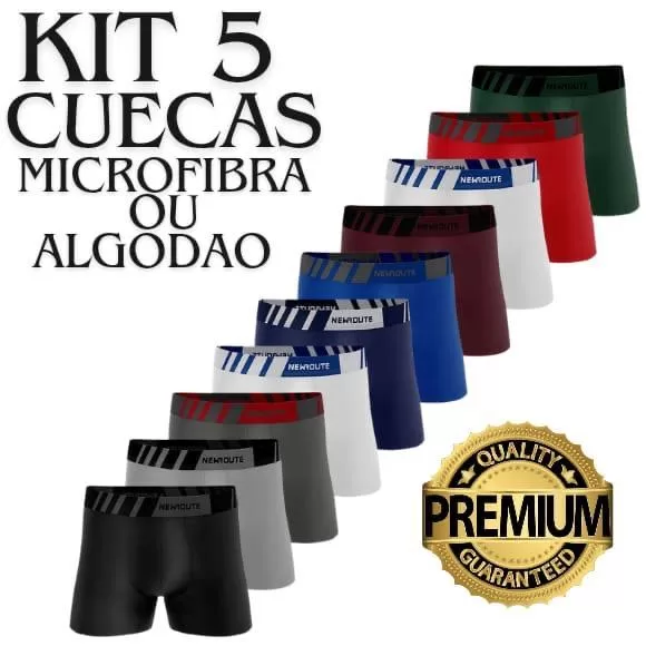 Kit 5 cuecas Box Boxer Masculina Microfibra e Algo