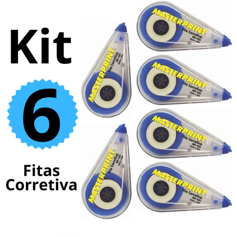 Kit 6 Fitas Corretiva 5mm x 6m Secagem Imediata Co