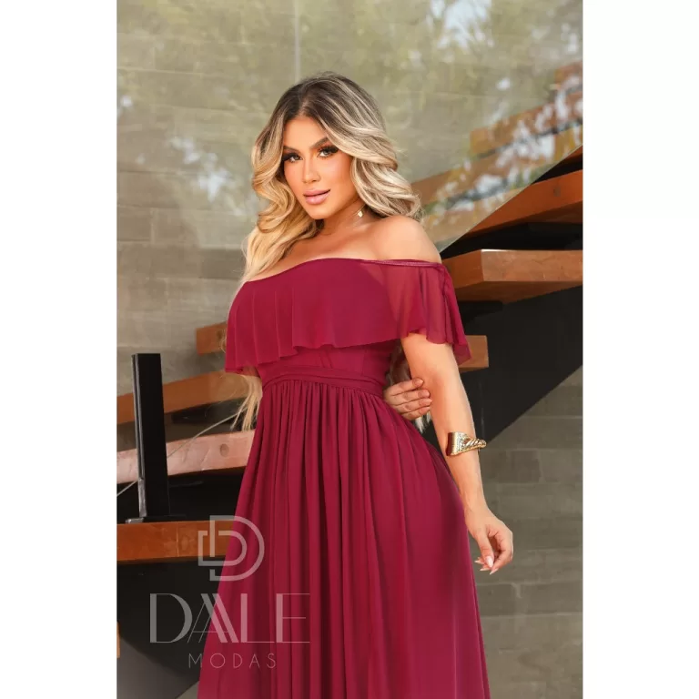 Vestido Longo feminino Ombro A Ombro Modelo Para F