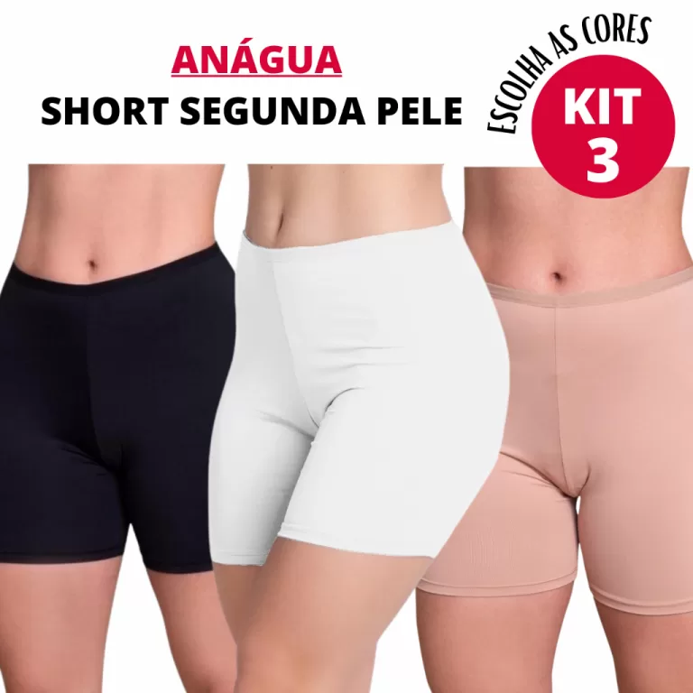Kit 3 Anagua Segunda Pele Usar Baixo Vestido Saia 