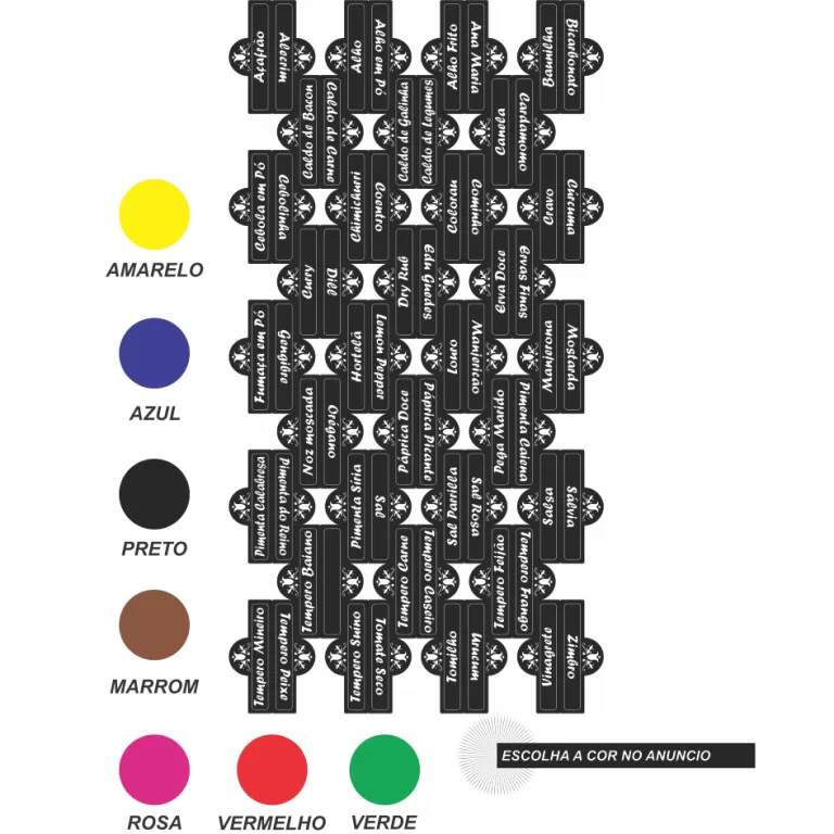 CARTELA TEMPERO 63 ETIQUETAS ADESIVO AUTO COLANTE 