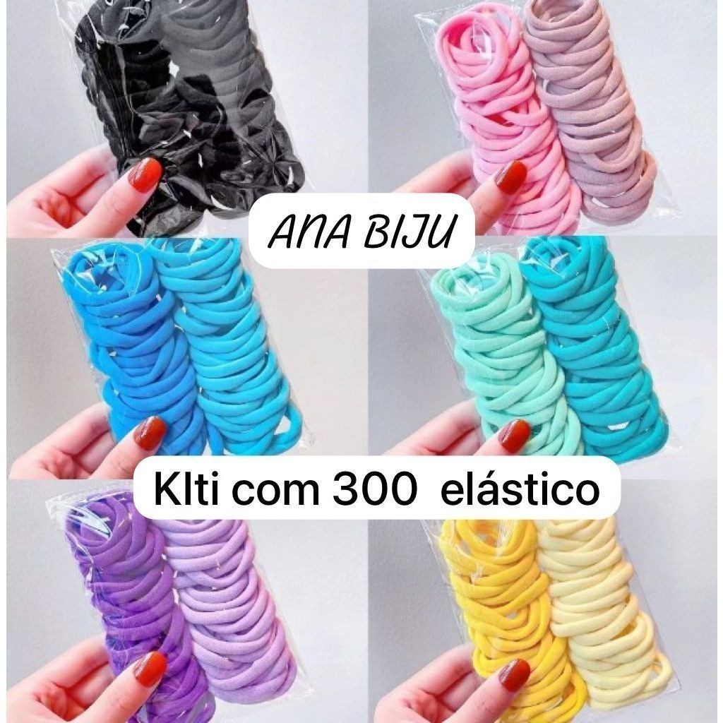 Kit 300 Xuxinha Elástico de Cabelo Xuxinha Criança Adulto Rabicó 300 Unidades-Grande-INLIS ANA
