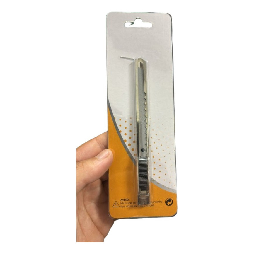 Estilete De Metal Profissional Estreito 9mm Prata