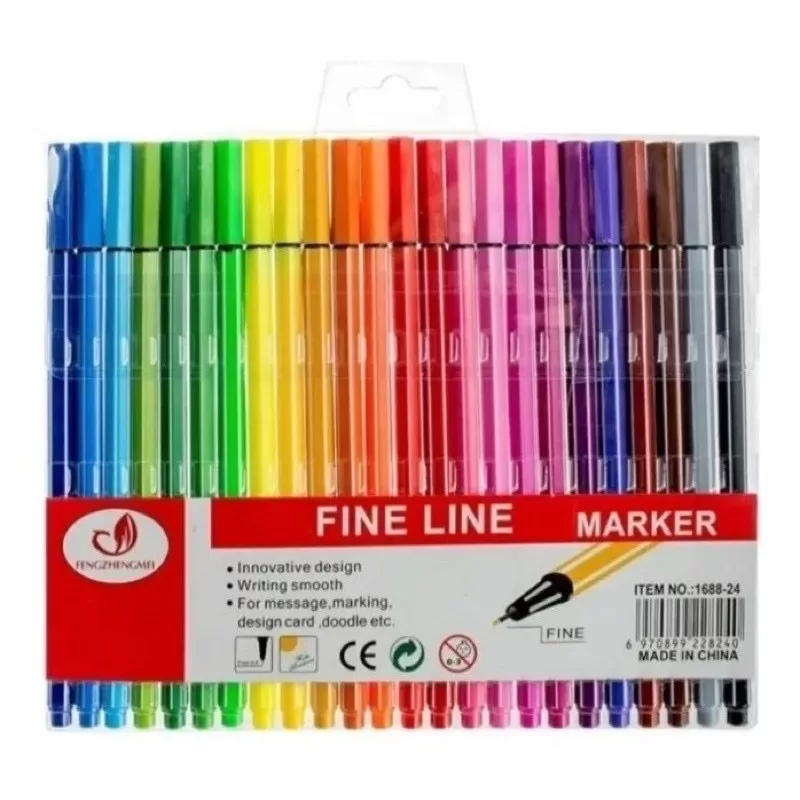 Kit de canetas com 12/18/24 cores Fine Line Coloridas Ponta  0.4 mm Fineliner