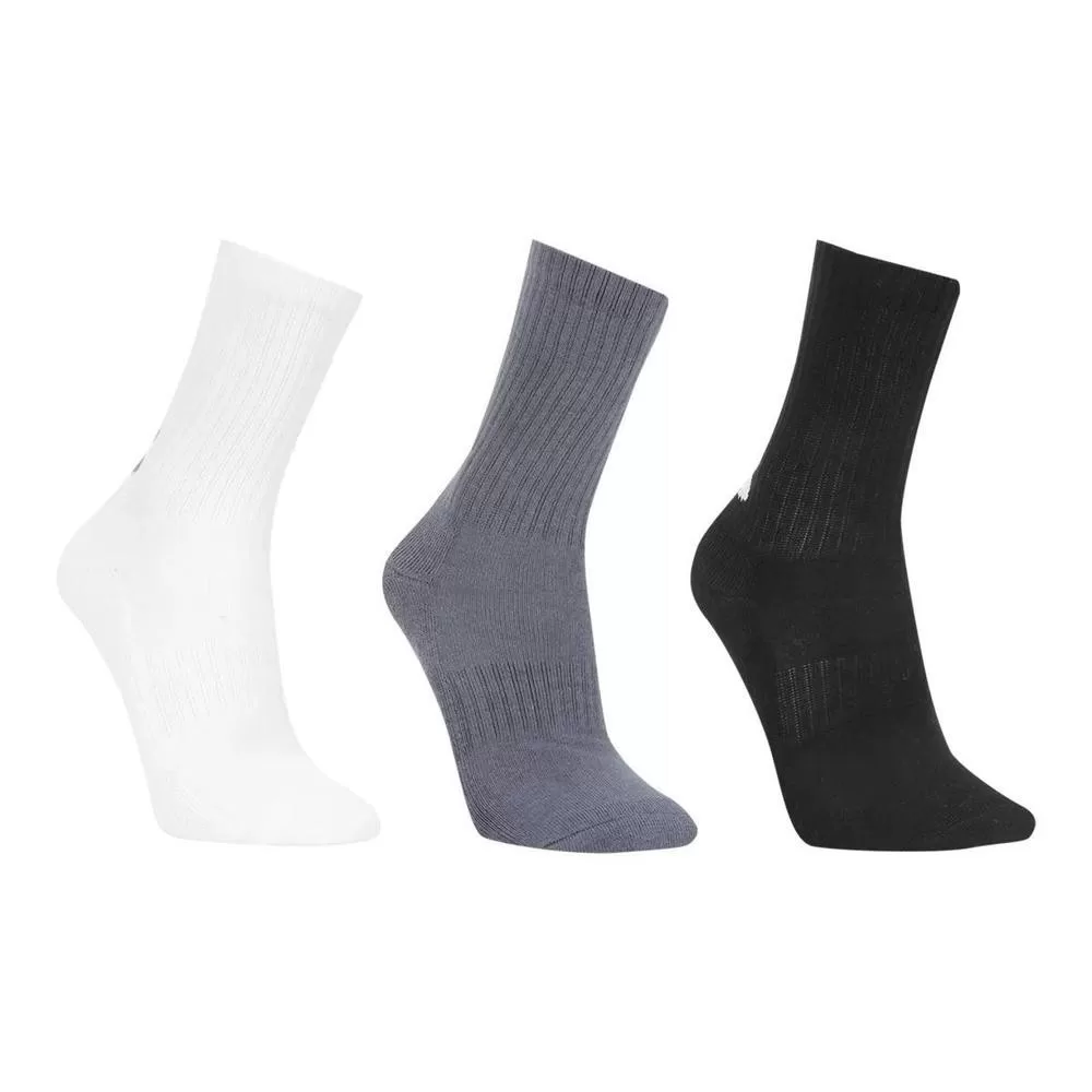 Kit Meia Under Armour Cano Longo Core Cotton Crew 3 Pares – Chumbo e Branco