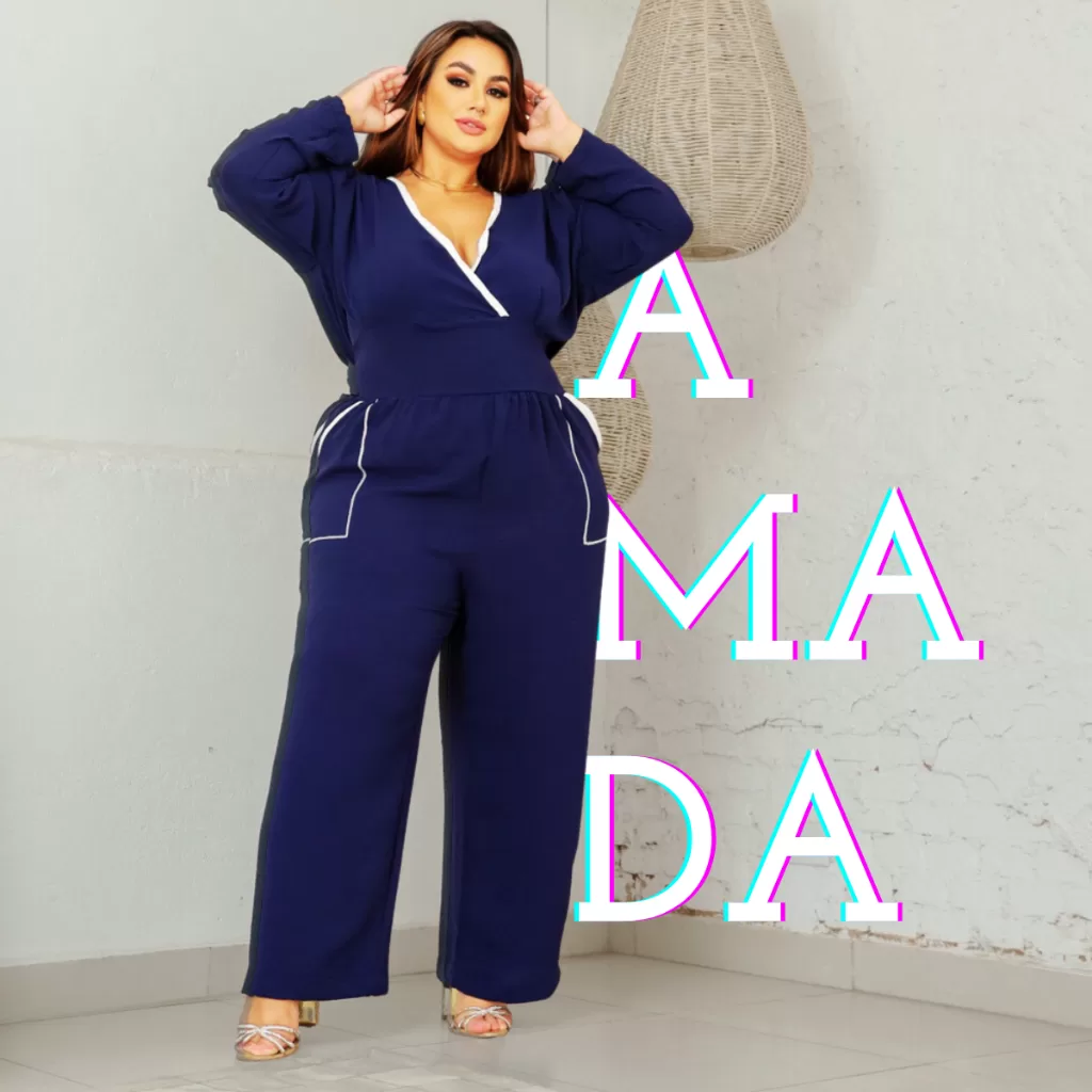 Macacão Curvy Feminino Longo Plus Size Social Manga Longa Princesa Bufante