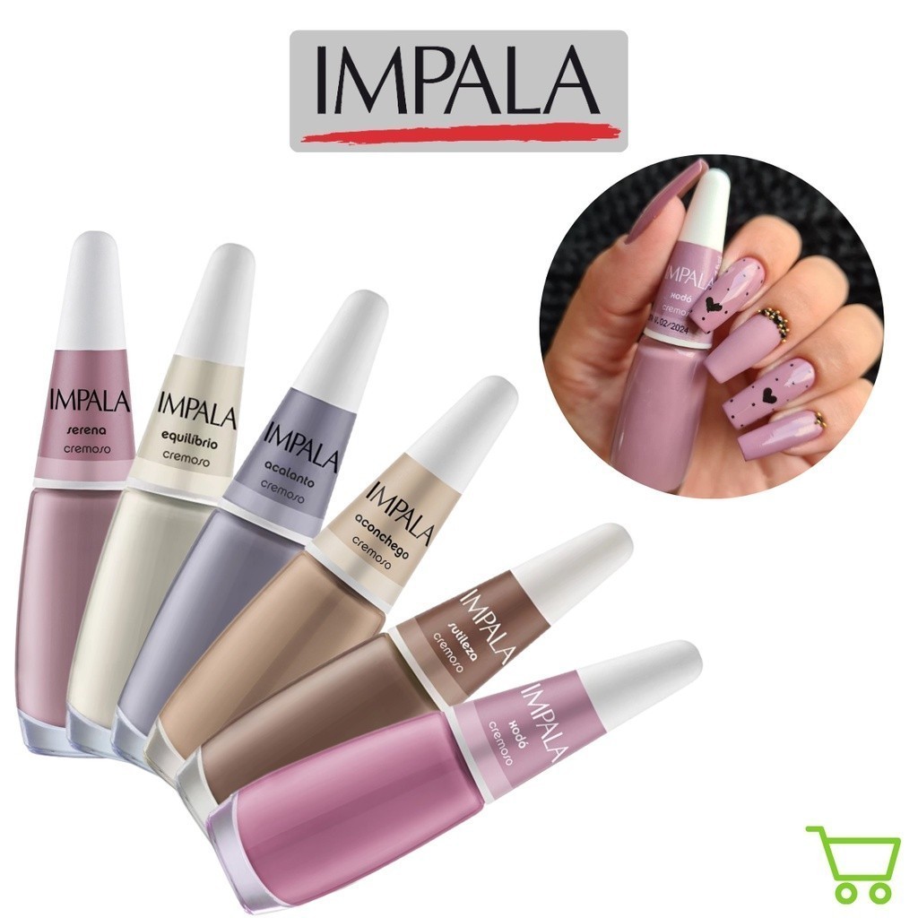 Kit 6 Esmaltes Impala Cremoso Coleção Cor Da Sua Moda Tons de Nude Rosa e Lilas