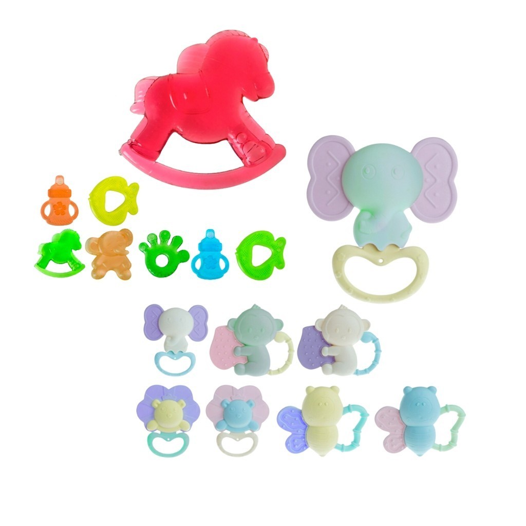 Brinquedo Mordedor Massageador de Gengiva Soft Macio p/ Bebê com água para gelar