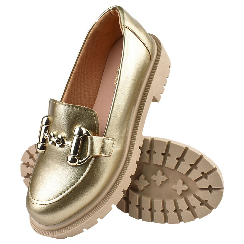 Mocassim Feminino Sola Tratorada Oxford Bridao Plataforma Leve e Confortável