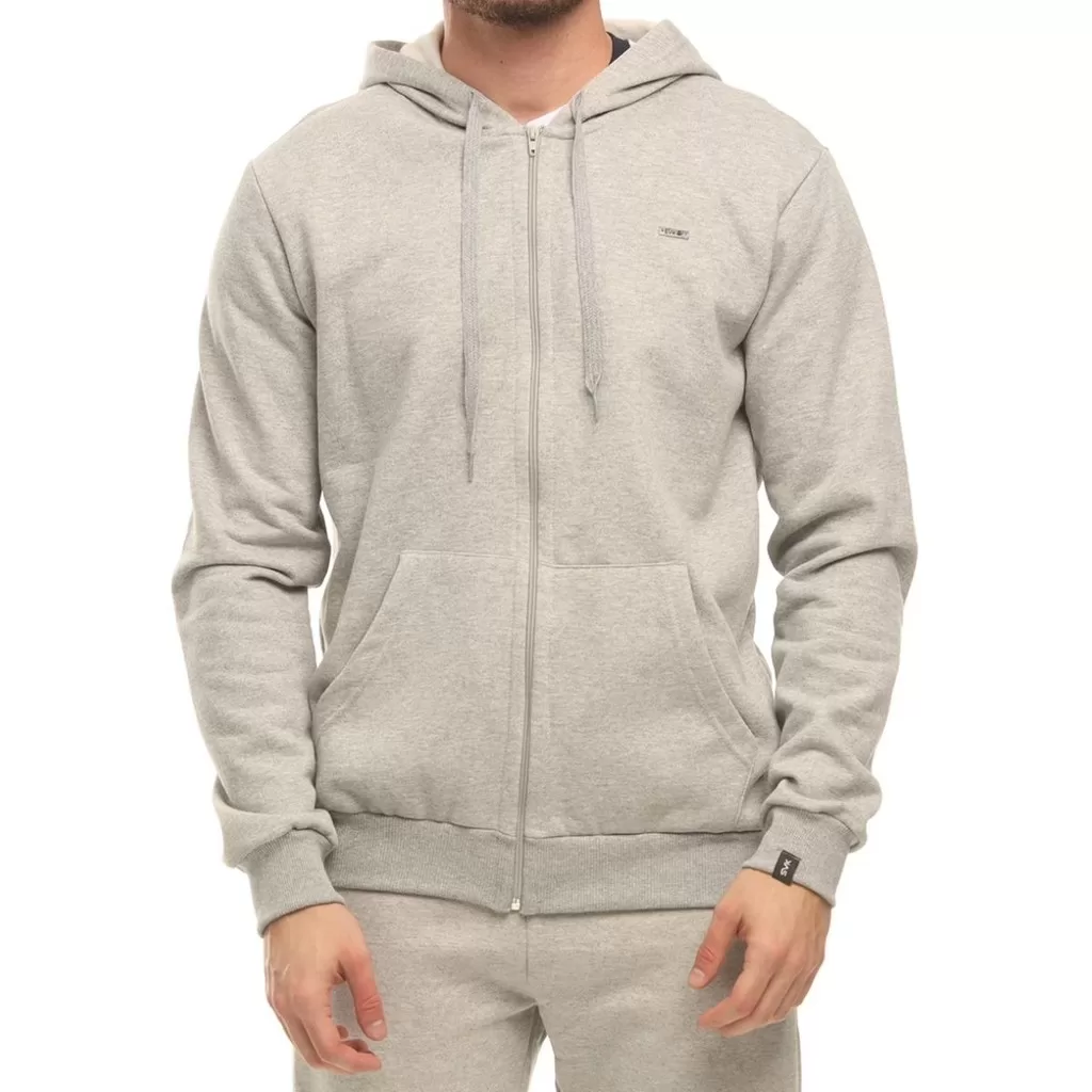 Jaqueta SVK Moletom Basica Ziper Bolsos Capuz Casual Algodão Inverno Confortavel Plus Size