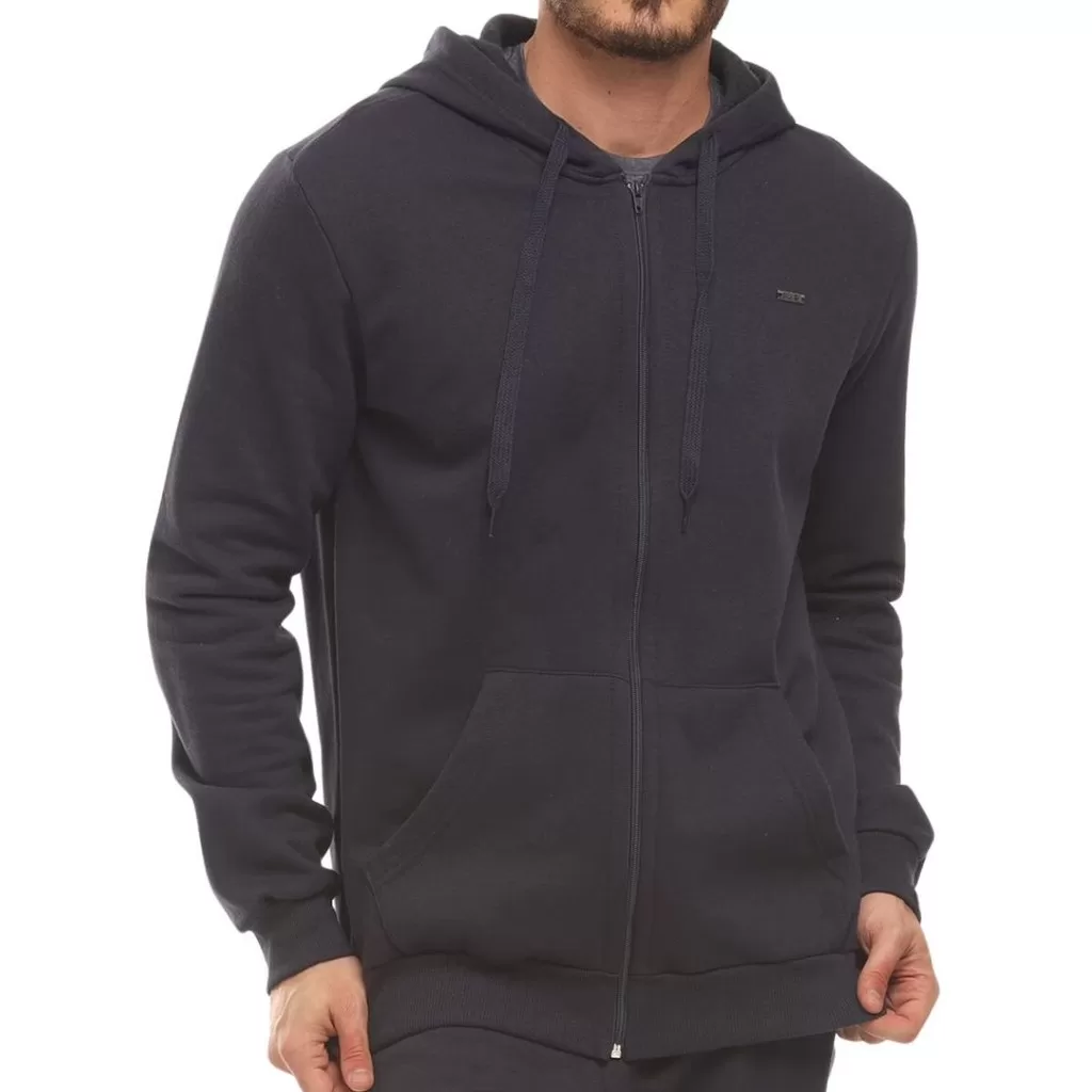 Jaqueta SVK Moletom Ziper Basica Bolsos Algodão Capuz Casual Inverno Confortavel Plus Size