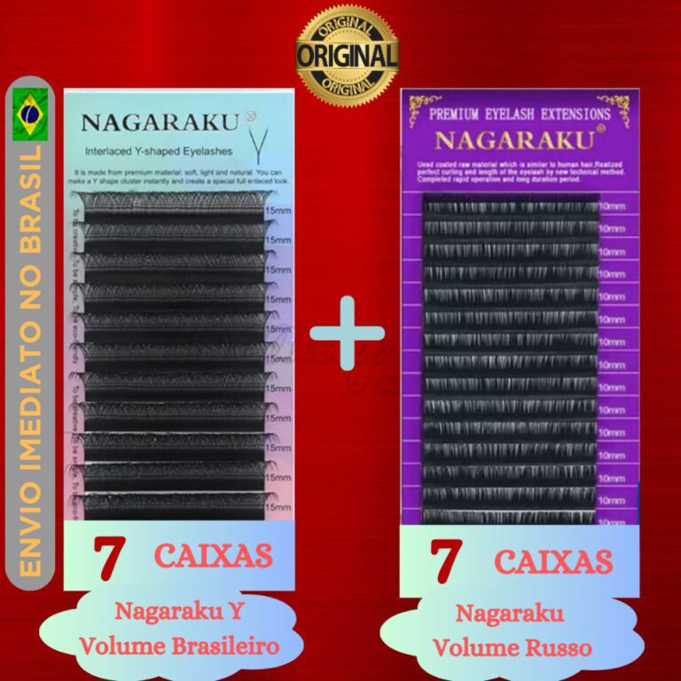 Kit 7 Cílios Nagaraku Y Volume Brasileiro + 7 Cí