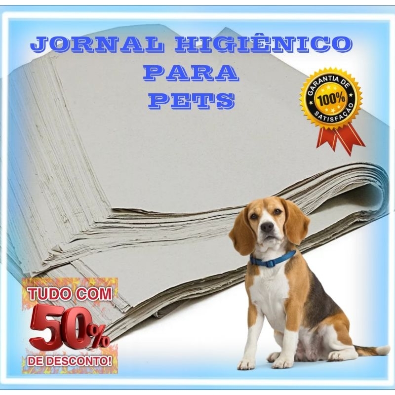 Jornal Papel Pet Limpo 2KG, 3KG, 4KG, 5KG, 10KG Tapete Pet Biodegradável FOLHAS GRANDES 50 ×70