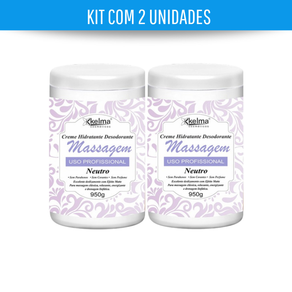 KIT COM 2 KELMA CREME HIDRATANTE DESODORANTE CORPORAL NEUTRO MASSAGEM 950G